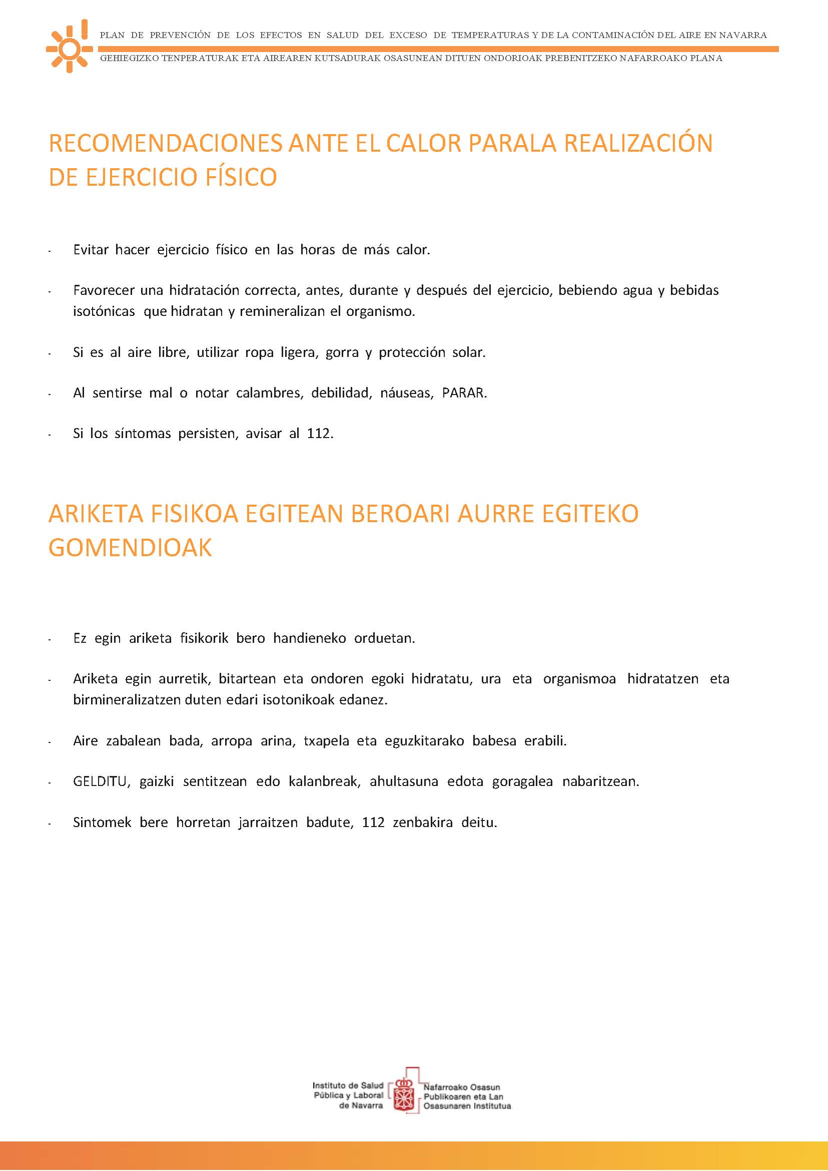 PREVENCION DE RIESTOS POR ALTAS TEMPERATURAS